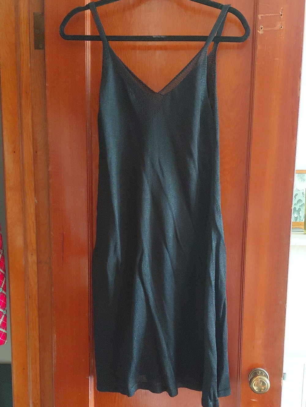 Sisley Black V-Neck Slip Dress with Spaghetti Straps